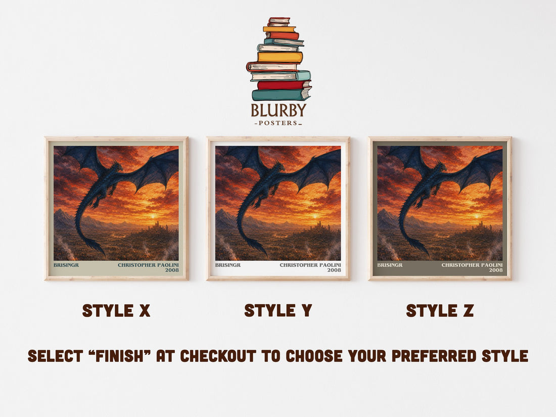 Brisingr literary print in frame leaning in hallway – fantasy wall art (mockup)