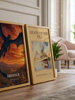 Brisingr watercolour print framed by window – literary home decor