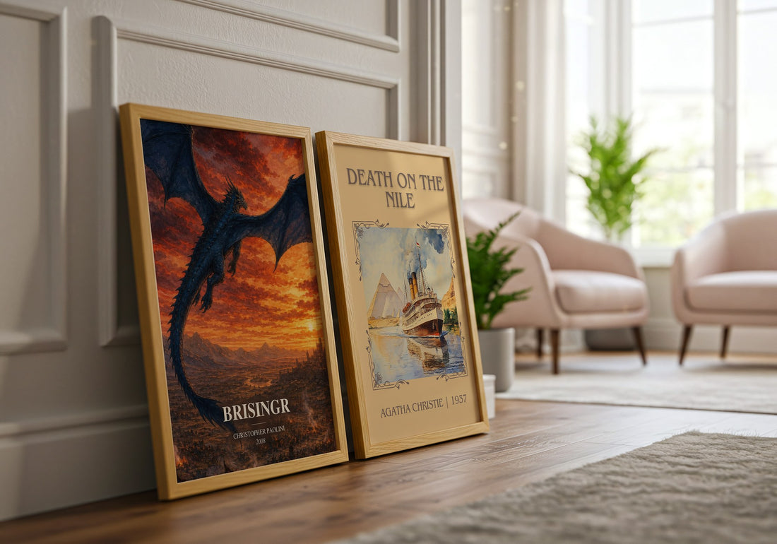 Brisingr watercolour print framed by window – literary home decor