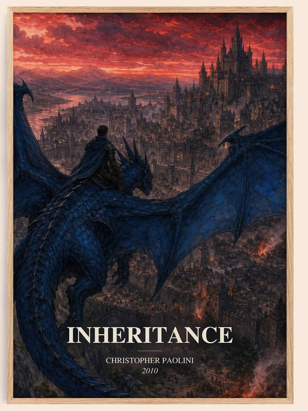 Inheritance watercolour book poster by Christopher Paolini – framed literary art print