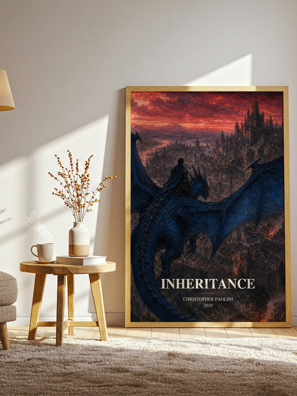 Inheritance watercolour print in frame leaning in hallway – fantasy wall art