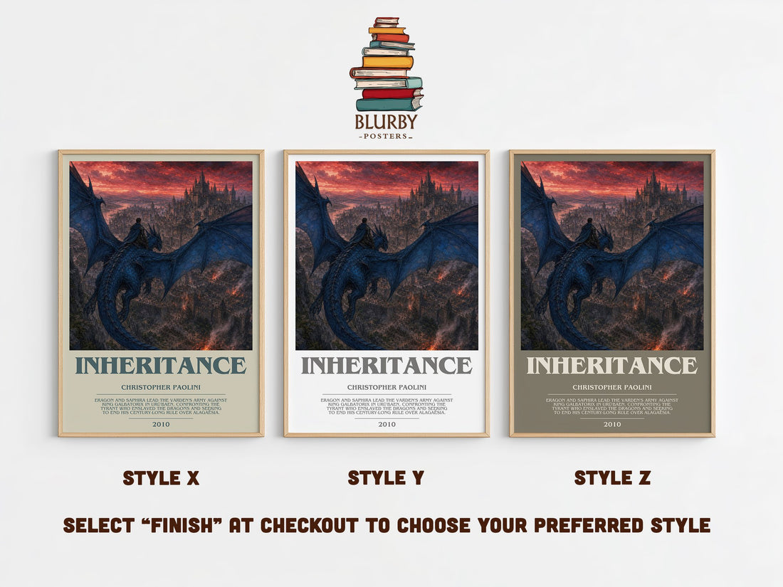 Inheritance bookish print in frame leaning in hallway – fantasy wall art (mockup)