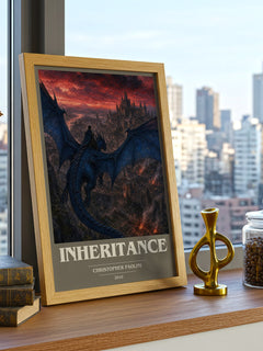 Inheritance book cover print framed by window – literary home decor