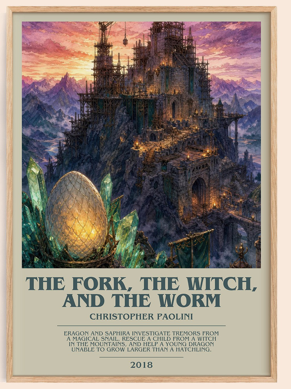 The Fork, the Witch, and the Worm bookish book poster by Christopher Paolini – framed literary art print