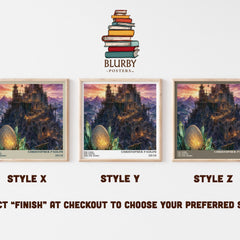The Fork, the Witch, and the Worm literary print in frame leaning in hallway – fantasy wall art