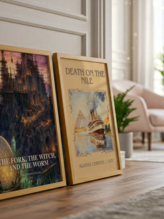 The Fork, the Witch, and the Worm watercolour print framed by window – literary home decor
