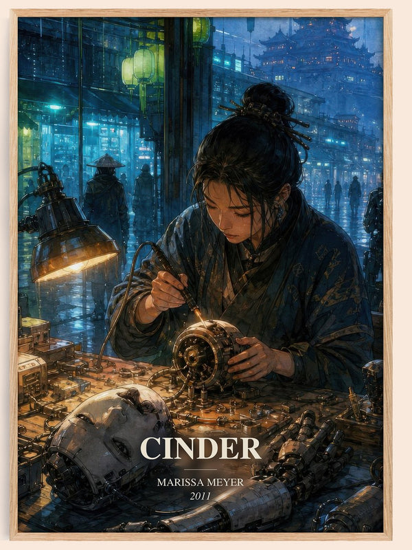 Cinder watercolour book poster by Marissa Meyer – framed literary art print