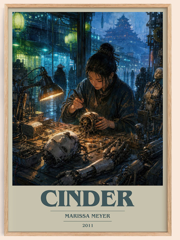 Cinder book cover book poster by Marissa Meyer – framed literary art print