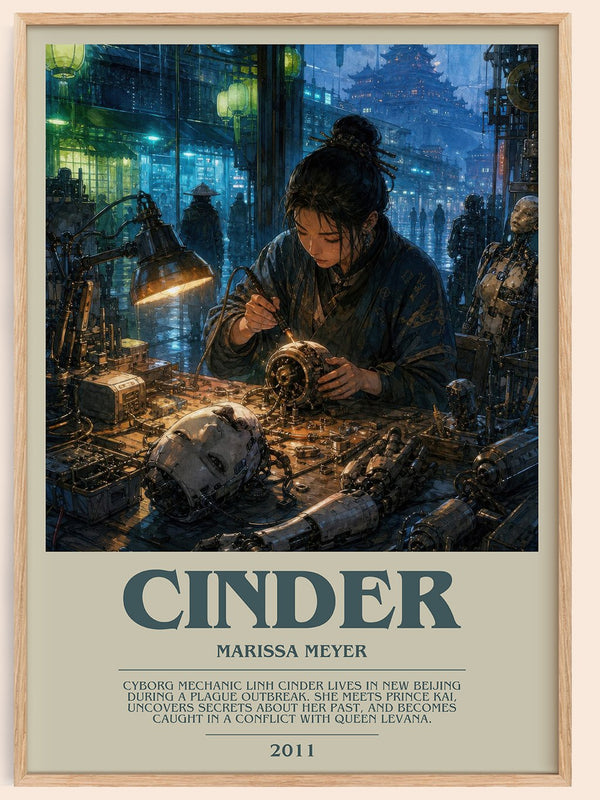 Cinder bookish book poster by Marissa Meyer – framed literary art print