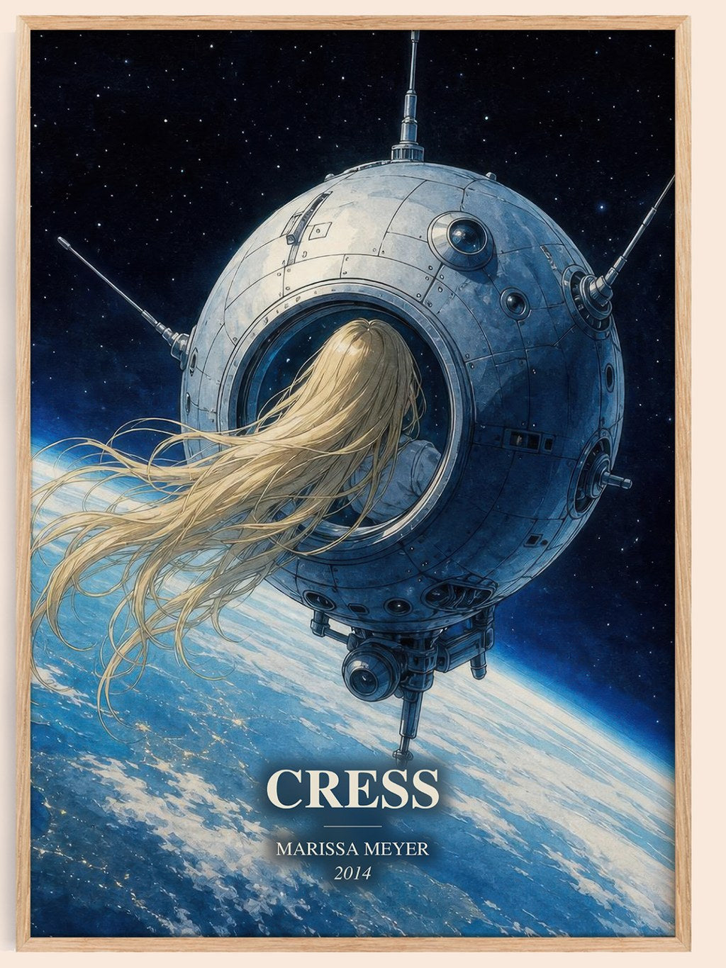 Cress watercolour book poster by Marissa Meyer – framed literary art print