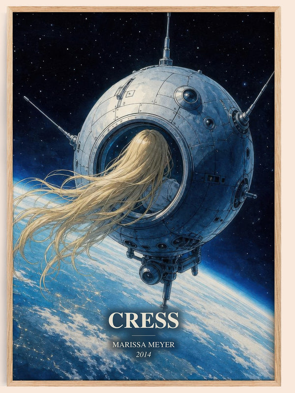 Cress watercolour book poster by Marissa Meyer – framed literary art print