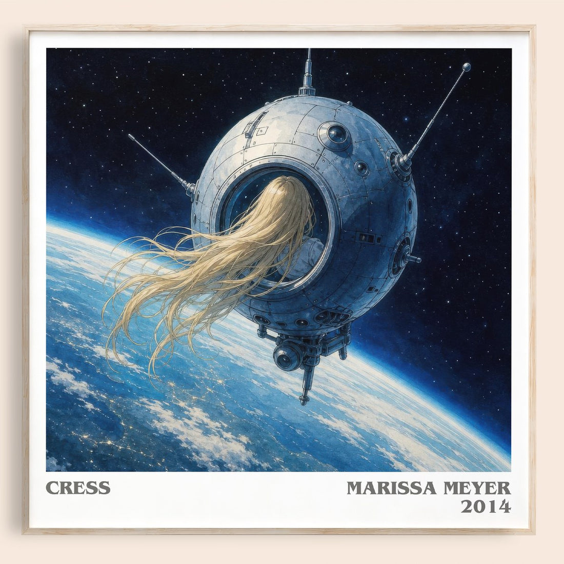 Cress literary book poster by Marissa Meyer – framed literary art print