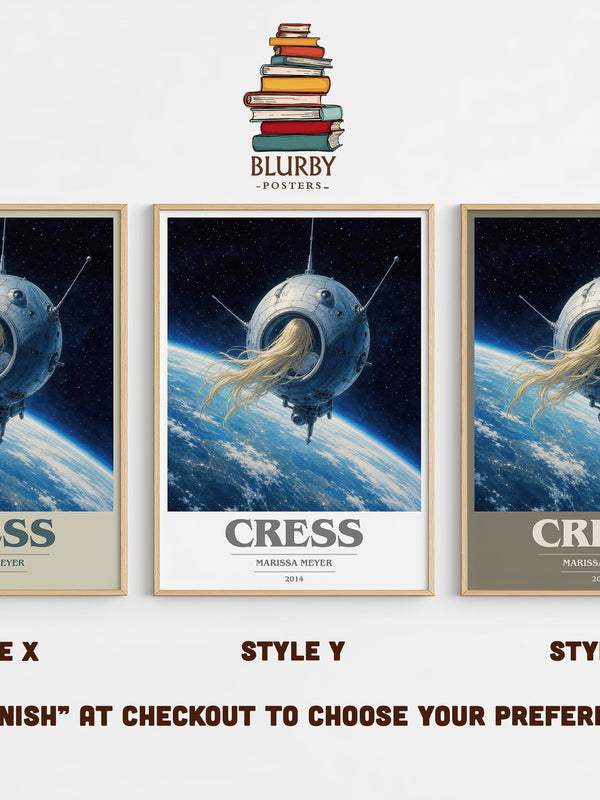 Cress book cover print in frame leaning in hallway – sci fi wall art