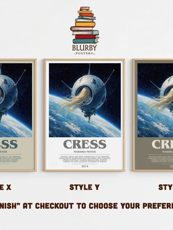 Cress bookish print in frame leaning in hallway – sci fi wall art