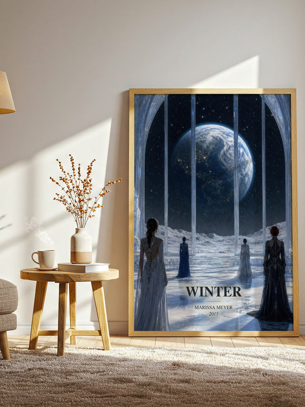 Winter watercolour print in frame leaning in hallway – young adult wall art