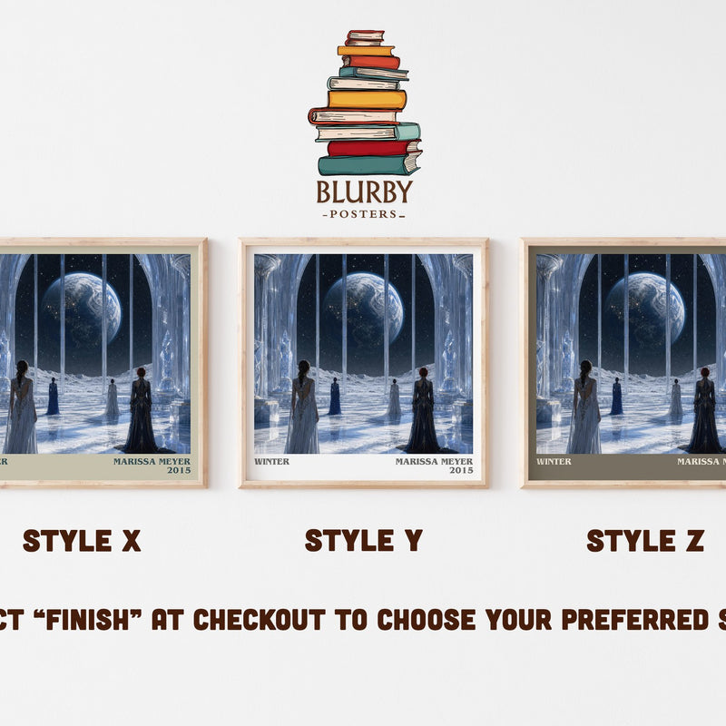 Winter literary print in frame leaning in hallway – young adult wall art