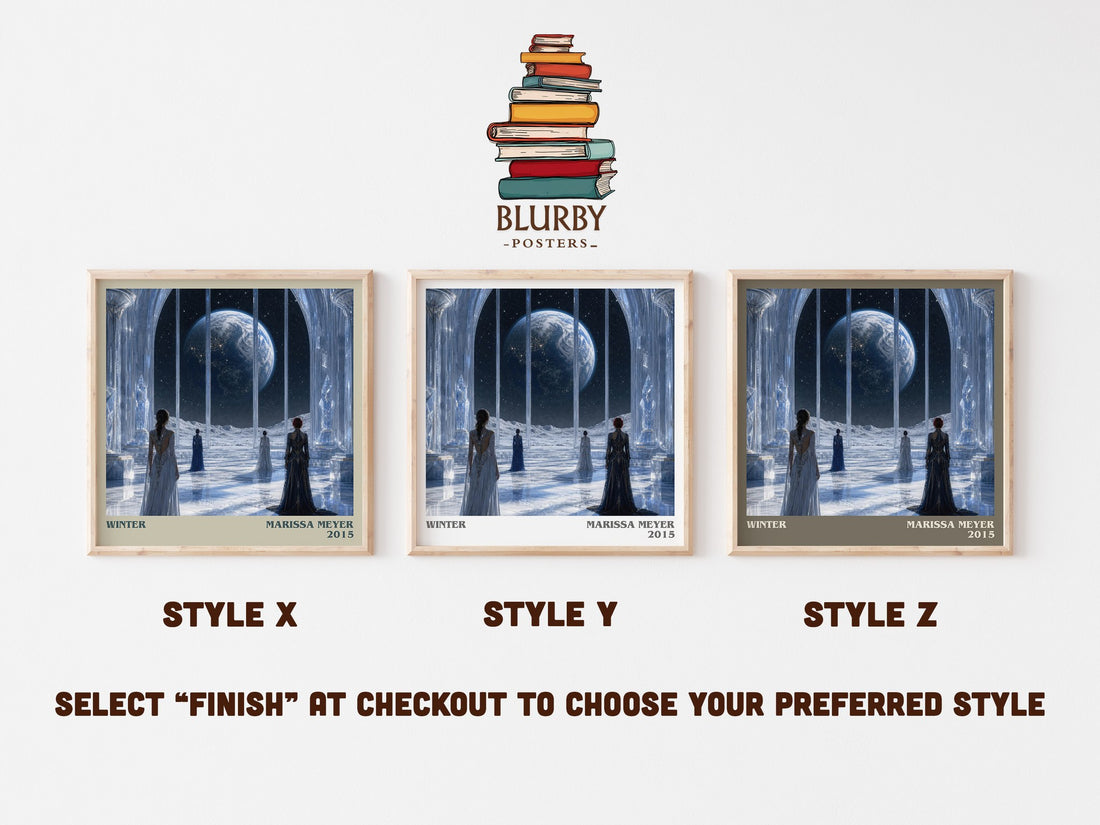 Winter literary print in frame leaning in hallway – young adult wall art (mockup)