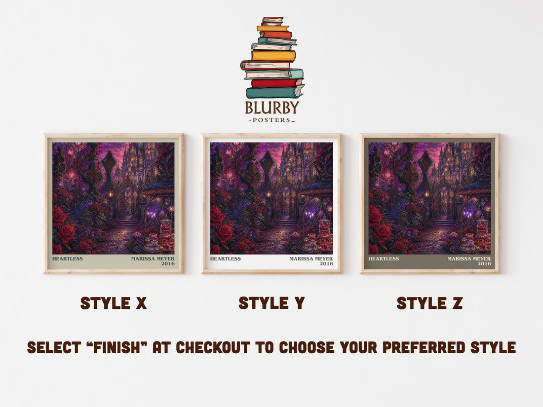 Heartless literary print in frame leaning in hallway – young adult wall art (mockup)
