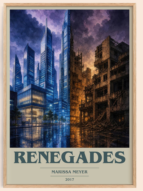 Renegades book cover book poster by Marissa Meyer – framed literary art print
