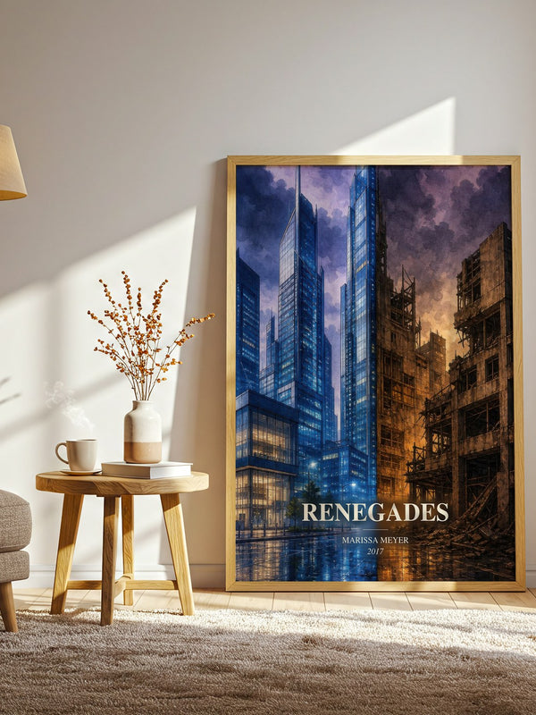 Renegades watercolour print in frame leaning in hallway – young adult wall art