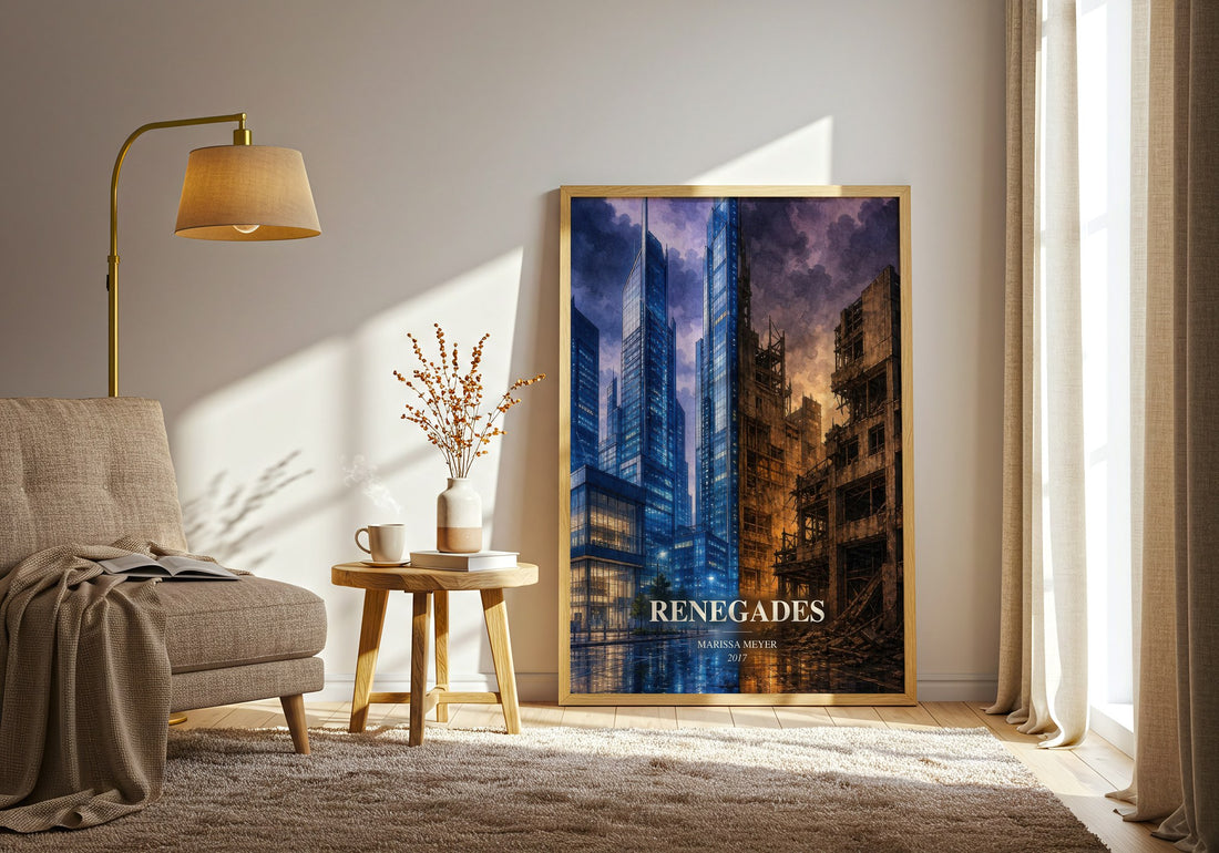 Renegades watercolour print in frame leaning in hallway – young adult wall art (mockup)
