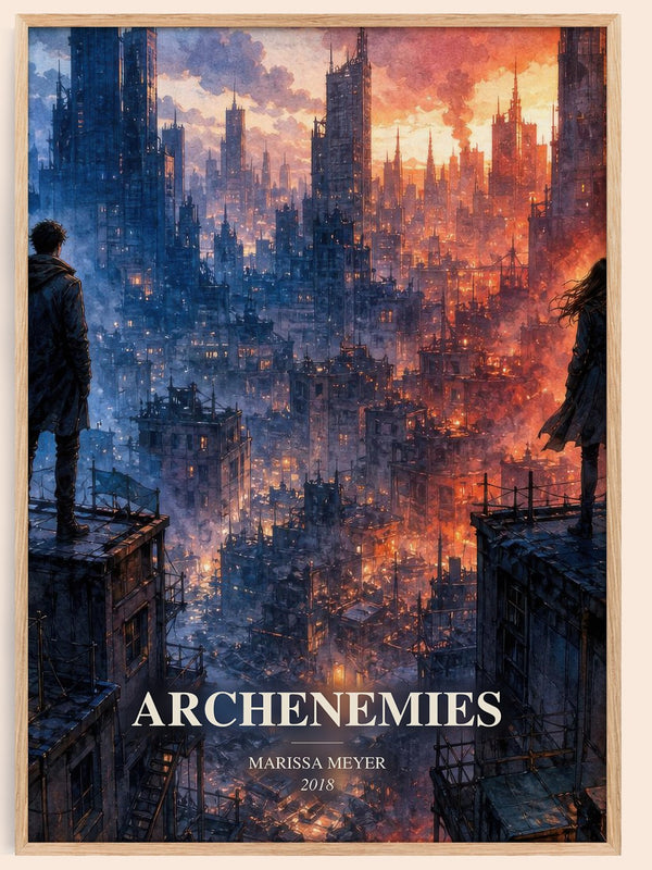 Archenemies watercolour book poster by Marissa Meyer – framed literary art print
