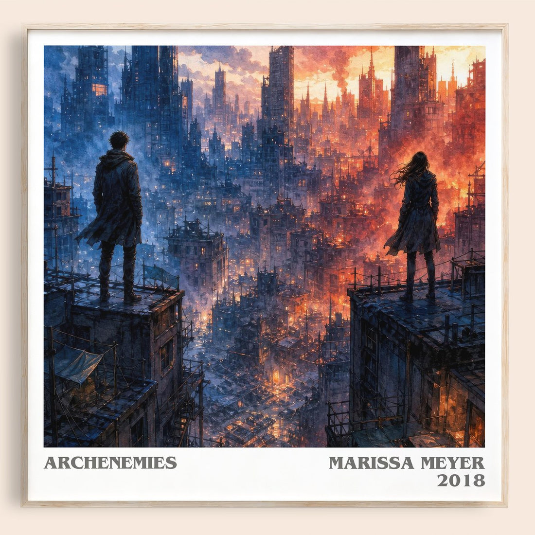 Archenemies literary book poster by Marissa Meyer – framed literary art print