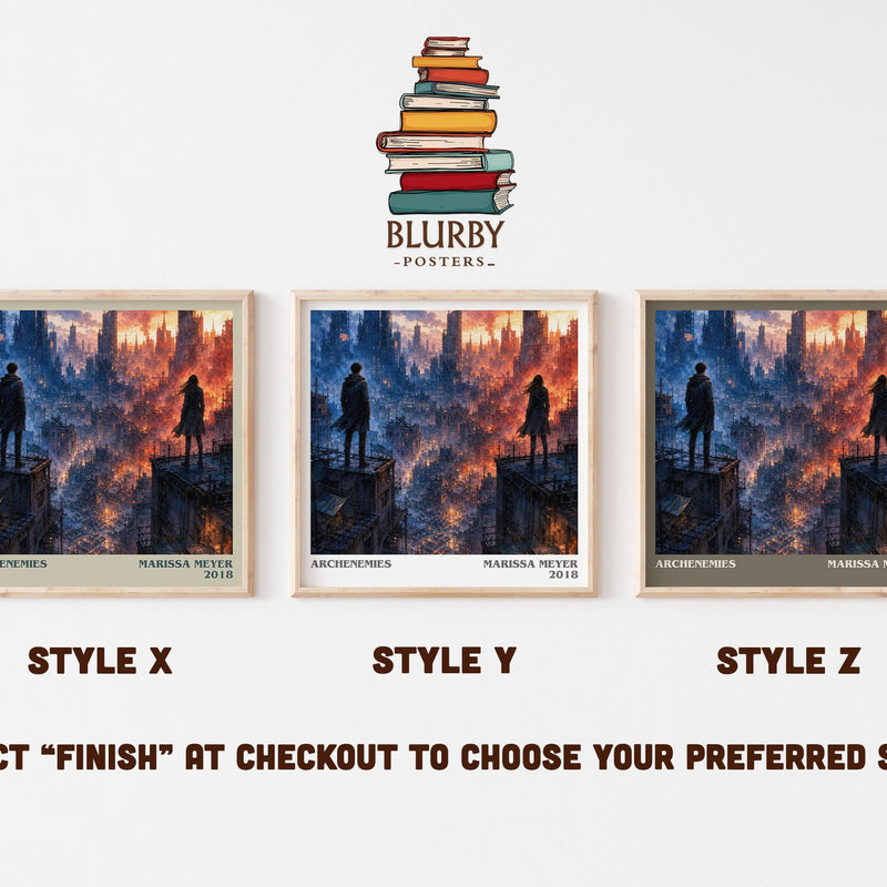 Archenemies literary print in frame leaning in hallway – young adult wall art
