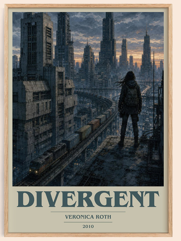 Divergent book cover book poster by Veronica Roth – framed literary art print