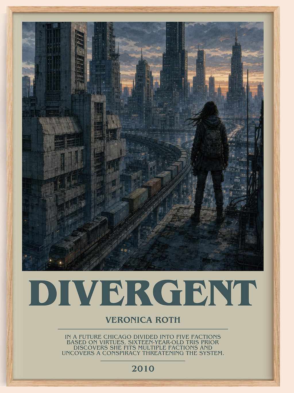Divergent bookish book poster by Veronica Roth – framed literary art print