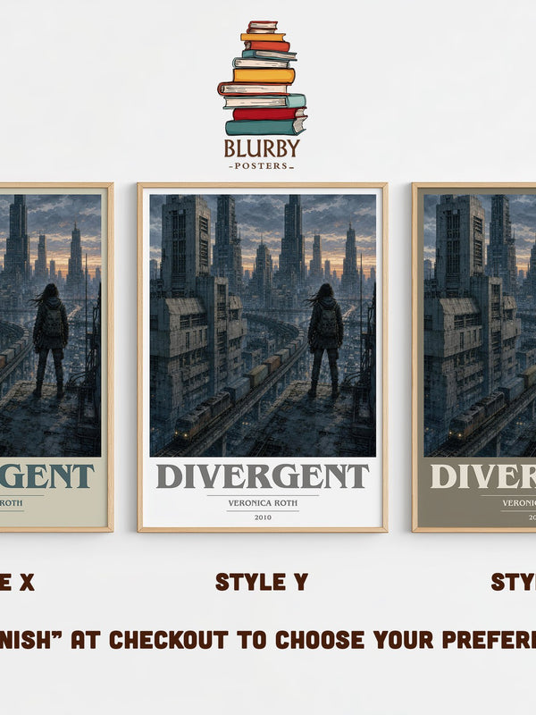 Divergent book cover print in frame leaning in hallway – dystopian wall art