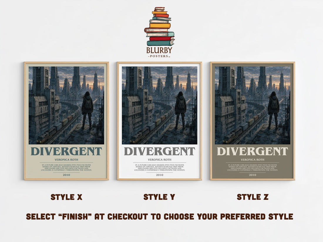 Divergent bookish print in frame leaning in hallway – dystopian wall art (mockup)