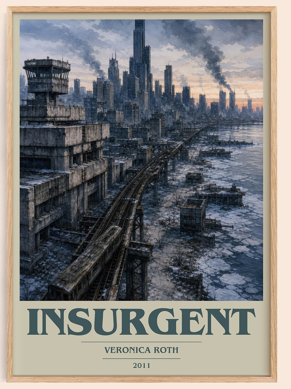 Insurgent book cover book poster by Veronica Roth – framed literary art print