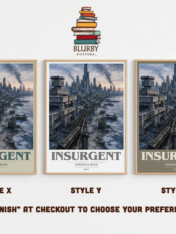 Insurgent book cover print in frame leaning in hallway – dystopian wall art