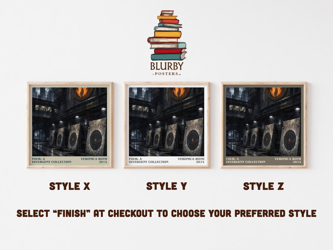 Four: A Divergent Collection literary print in frame leaning in hallway – young adult wall art (mockup)