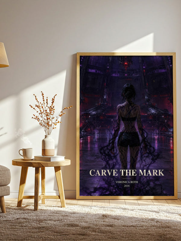 Carve the Mark watercolour print in frame leaning in hallway – sci fi wall art