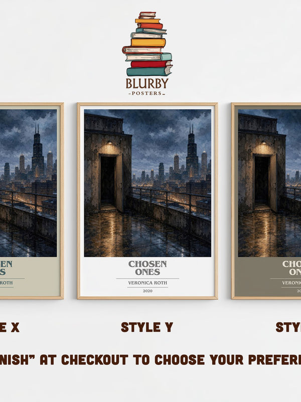 Chosen Ones book cover print in frame leaning in hallway – fantasy wall art