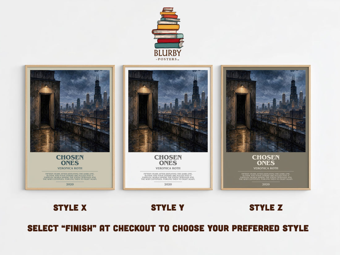 Chosen Ones bookish print in frame leaning in hallway – fantasy wall art (mockup)