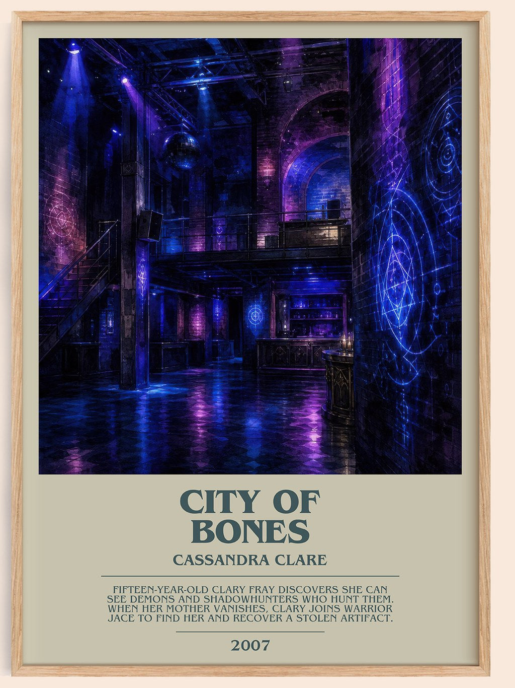 City of Bones bookish book poster by Cassandra Clare – framed literary art print