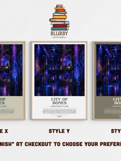 City of Bones bookish print in frame leaning in hallway – young adult wall art