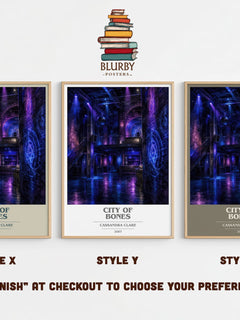 City of Bones book cover print in frame leaning in hallway – young adult wall art