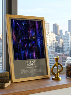 City of Bones bookish print framed by window – literary home decor
