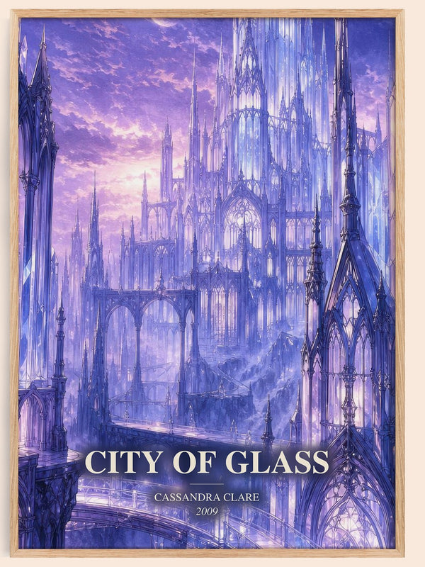 City of Glass watercolour book poster by Cassandra Clare – framed literary art print