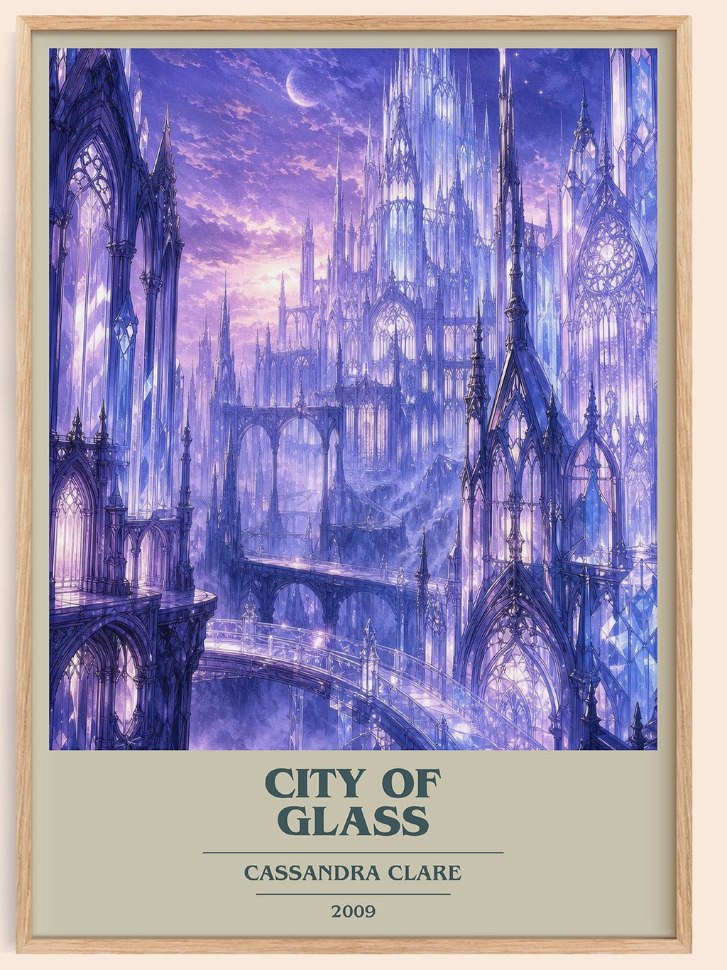 City of Glass book cover book poster by Cassandra Clare – framed literary art print