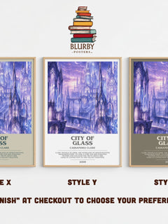 City of Glass Bookish Wall Art by Cassandra Clare – Style X, Y and Z side by side – choose your finish