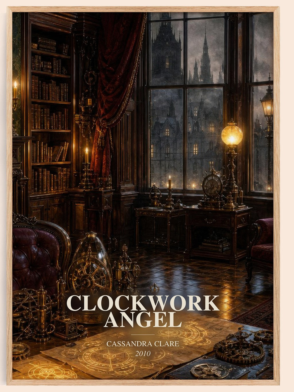 Clockwork Angel watercolour book poster by Cassandra Clare – framed literary art print