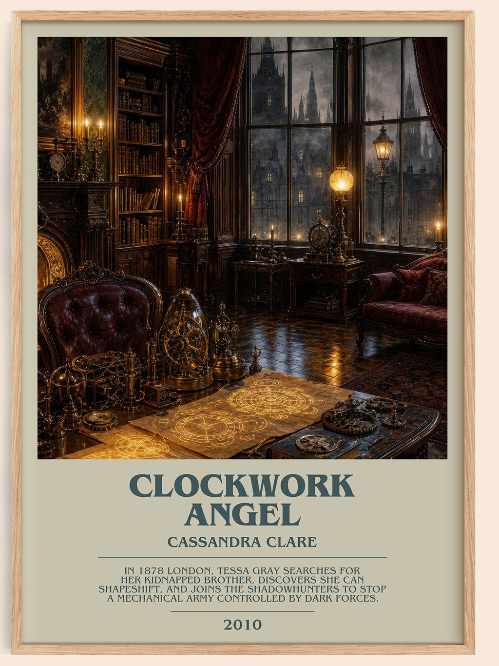Clockwork Angel bookish book poster by Cassandra Clare – framed literary art print