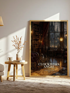 Clockwork Angel watercolour print in frame leaning in hallway – fantasy wall art