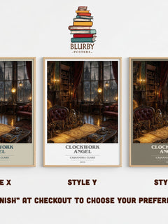 Clockwork Angel book cover print in frame leaning in hallway – fantasy wall art