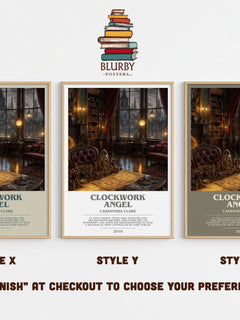 Clockwork Angel bookish print in frame leaning in hallway – fantasy wall art